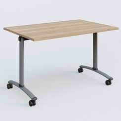 [Pas de famille] - [Pas de sous famille] - Table abattante gamme Arca 120-80 cm. Plateau Chêne naturel et pietement Aluminium.