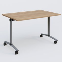 [Pas de famille] - [Pas de sous famille] - Table abattante gamme Arca 120-80 cm. Plateau Noyer et pietement Aluminium.