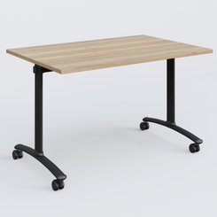 [Pas de famille] - [Pas de sous famille] - Table abattante gamme Arca 120-80 cm. Plateau Chêne naturel et pietement Noir.