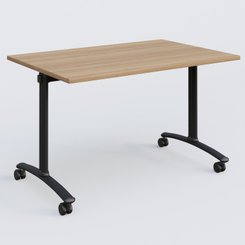 [Pas de famille] - [Pas de sous famille] - Table abattante gamme Arca 120-80 cm. Plateau Noyer et pietement Noir.