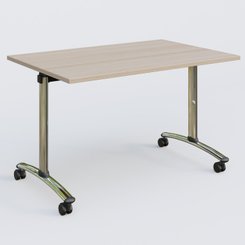 [Pas de famille] - [Pas de sous famille] - Table abattante gamme Arca 120-80 cm. Plateau Acacia et pietement Chrome.
