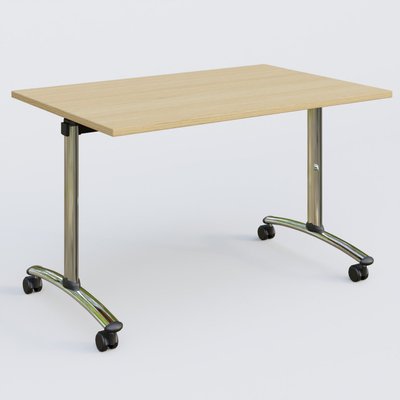 [Pas de famille] - [Pas de sous famille] - Table abattante gamme Arca 120-80 cm. Plateau Chêne clair et pietement Chrome.