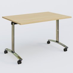 [Pas de famille] - [Pas de sous famille] - Table abattante gamme Arca 120-80 cm. Plateau Chêne clair et pietement Chrome.