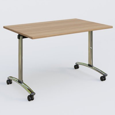 [Pas de famille] - [Pas de sous famille] - Table abattante gamme Arca 120-80 cm. Plateau Noyer et pietement Chrome.