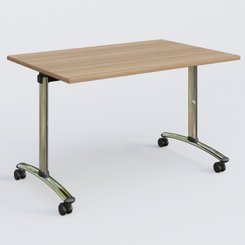 [Pas de famille] - [Pas de sous famille] - Table abattante gamme Arca 120-80 cm. Plateau Noyer et pietement Chrome.