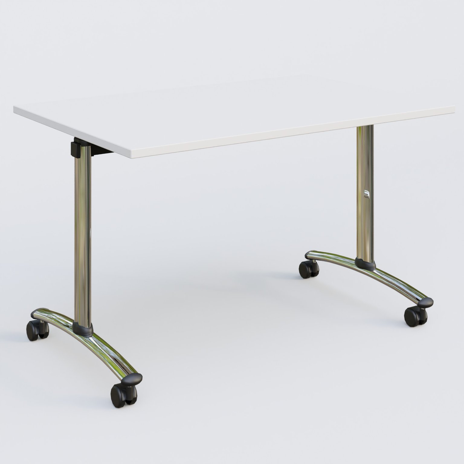 Table abattante gamme Arca 120-80 cm. Plateau Blanc et pietement Chrome.