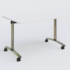 [Pas de famille] - [Pas de sous famille] - Table abattante gamme Arca 120-80 cm. Plateau Blanc et pietement Chrome.