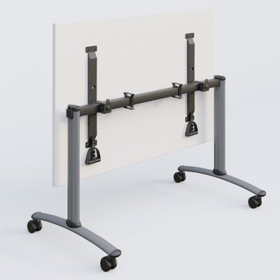 TABLES ABATTANTES - New Design - Table abattante gamme Arca 120-80 cm. Plateau Blanc et pietement Aluminium.