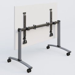 TABLES ABATTANTES - New Design - Table abattante gamme Arca 120-80 cm. Plateau Blanc et pietement Aluminium.