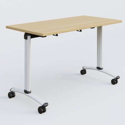 [Pas de famille] - [Pas de sous famille] - Table abattante gamme Arca 120-60 cm. Plateau Chêne clair et pietement Blanc.