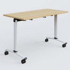 [Pas de famille] - [Pas de sous famille] - Table abattante gamme Arca 120-60 cm. Plateau Chêne clair et pietement Blanc.