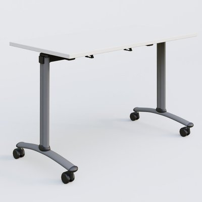 [Pas de famille] - [Pas de sous famille] - Table abattante gamme Arca 120-60 cm. Plateau Blanc et pietement Aluminium.