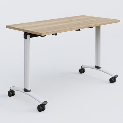 [Pas de famille] - [Pas de sous famille] - Table abattante gamme Arca 120-60 cm. Plateau Chêne naturel et pietement Blanc.
