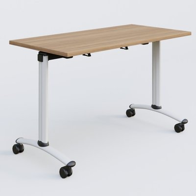 [Pas de famille] - [Pas de sous famille] - Table abattante gamme Arca 120-60 cm. Plateau Noyer et pietement Blanc.