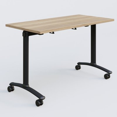 [Pas de famille] - [Pas de sous famille] - Table abattante gamme Arca 120-60 cm. Plateau Chêne naturel et pietement Noir.