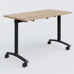 [Pas de famille] - [Pas de sous famille] - Table abattante gamme Arca 120-60 cm. Plateau Chêne naturel et pietement Noir.