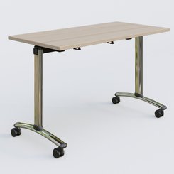 [Pas de famille] - [Pas de sous famille] - Table abattante gamme Arca 120-60 cm. Plateau Acacia et pietement Chrome.