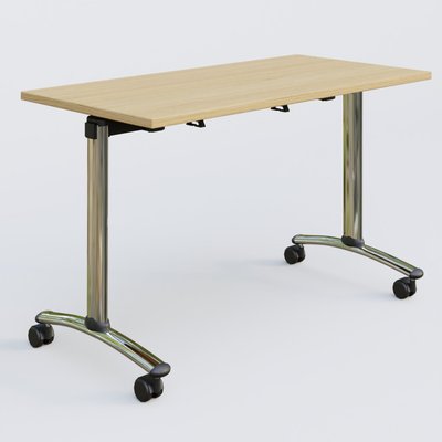 [Pas de famille] - [Pas de sous famille] - Table abattante gamme Arca 120-60 cm. Plateau Chêne clair et pietement Chrome.