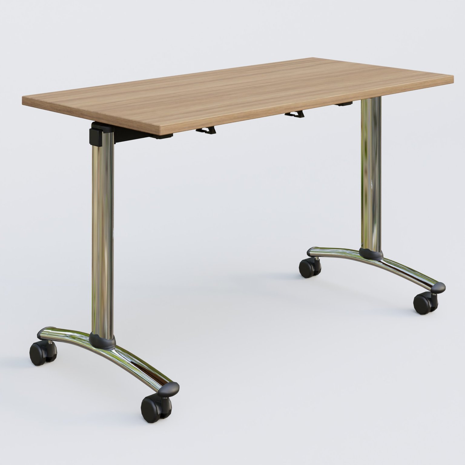 Table abattante gamme Arca 120-60 cm. Plateau Noyer et pietement Chrome.