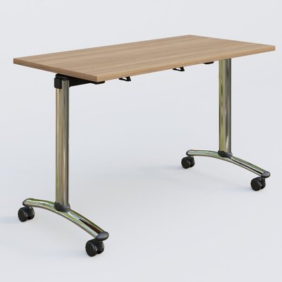 [Pas de famille] - [Pas de sous famille] - Table abattante gamme Arca 120-60 cm. Plateau Noyer et pietement Chrome.