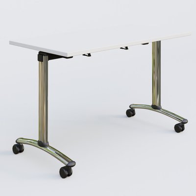 [Pas de famille] - [Pas de sous famille] - Table abattante gamme Arca 120-60 cm. Plateau Blanc et pietement Chrome.