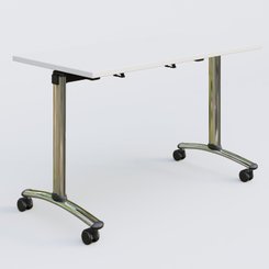 [Pas de famille] - [Pas de sous famille] - Table abattante gamme Arca 120-60 cm. Plateau Blanc et pietement Chrome.