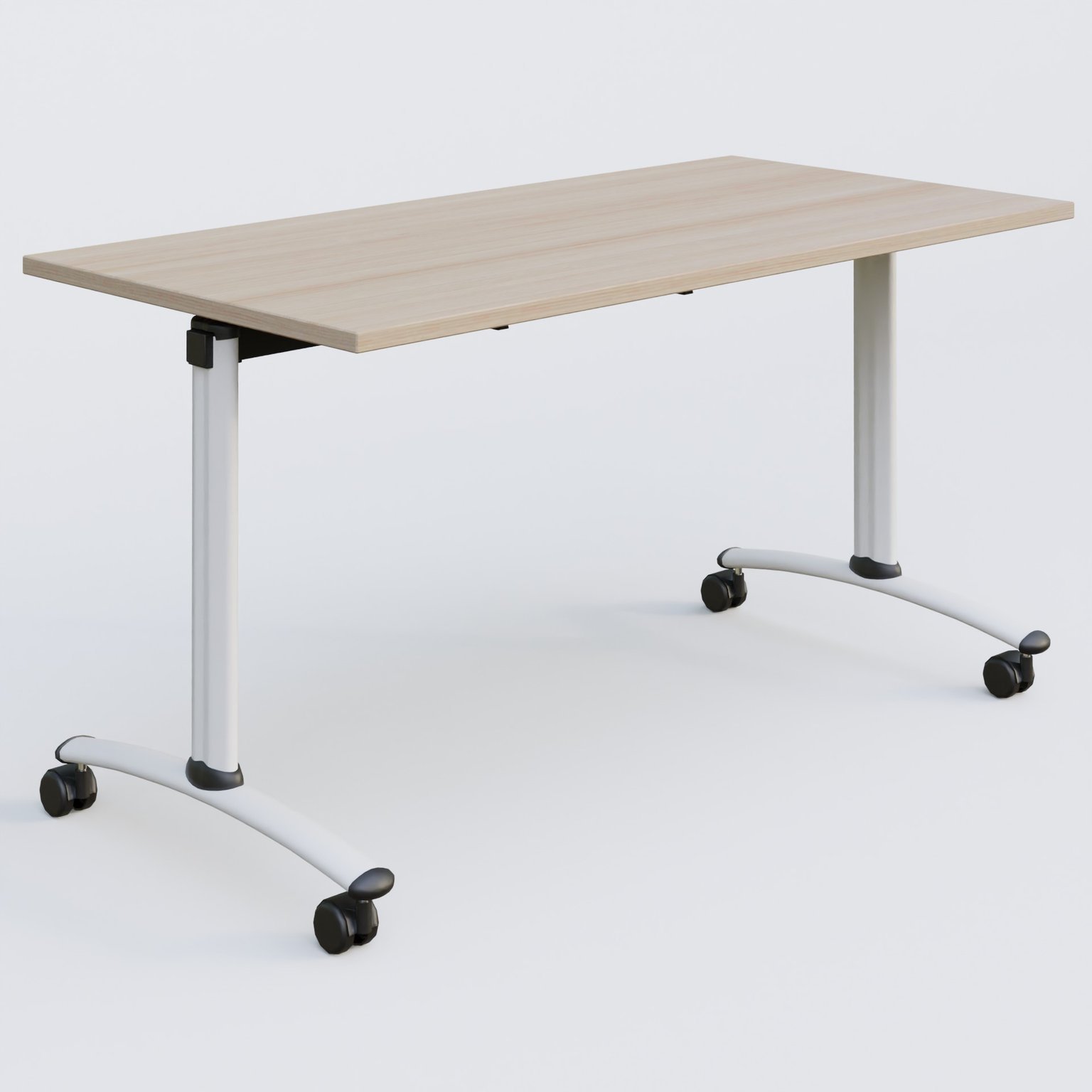 ARCA- Table abattante rectiligne L140xP70cm -Finitions- Plateau : Acacia ( AK) / Piètements : blanc