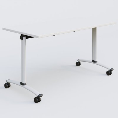 [Pas de famille] - [Pas de sous famille] - Table abattante gamme Arca 140-70 cm. Plateau Blanc et pietement Blanc.