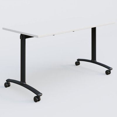 [Pas de famille] - [Pas de sous famille] - Table abattante gamme Arca 140-70 cm. Plateau Blanc et pietement Noir.