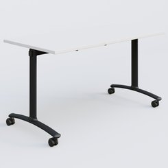 [Pas de famille] - [Pas de sous famille] - Table abattante gamme Arca 140-70 cm. Plateau Blanc et pietement Noir.