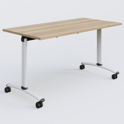 [Pas de famille] - [Pas de sous famille] - Table abattante gamme Arca 140-70 cm. Plateau Chêne naturel et pietement Blanc.