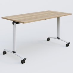 [Pas de famille] - [Pas de sous famille] - Table abattante gamme Arca 140-70 cm. Plateau Chêne naturel et pietement Blanc.