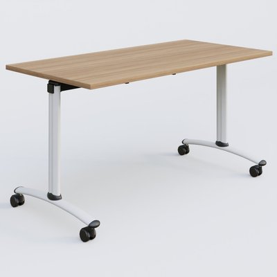 [Pas de famille] - [Pas de sous famille] - Table abattante gamme Arca 140-70 cm. Plateau Noyer et pietement Blanc.