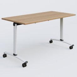 [Pas de famille] - [Pas de sous famille] - Table abattante gamme Arca 140-70 cm. Plateau Noyer et pietement Blanc.
