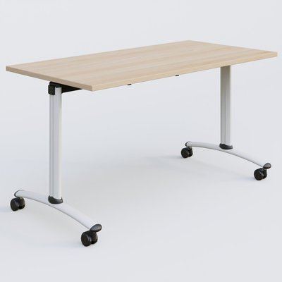 [Pas de famille] - [Pas de sous famille] - Table abattante gamme Arca 140-70 cm. Plateau Hêtre et pietement Blanc.