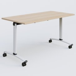 [Pas de famille] - [Pas de sous famille] - Table abattante gamme Arca 140-70 cm. Plateau Hêtre et pietement Blanc.