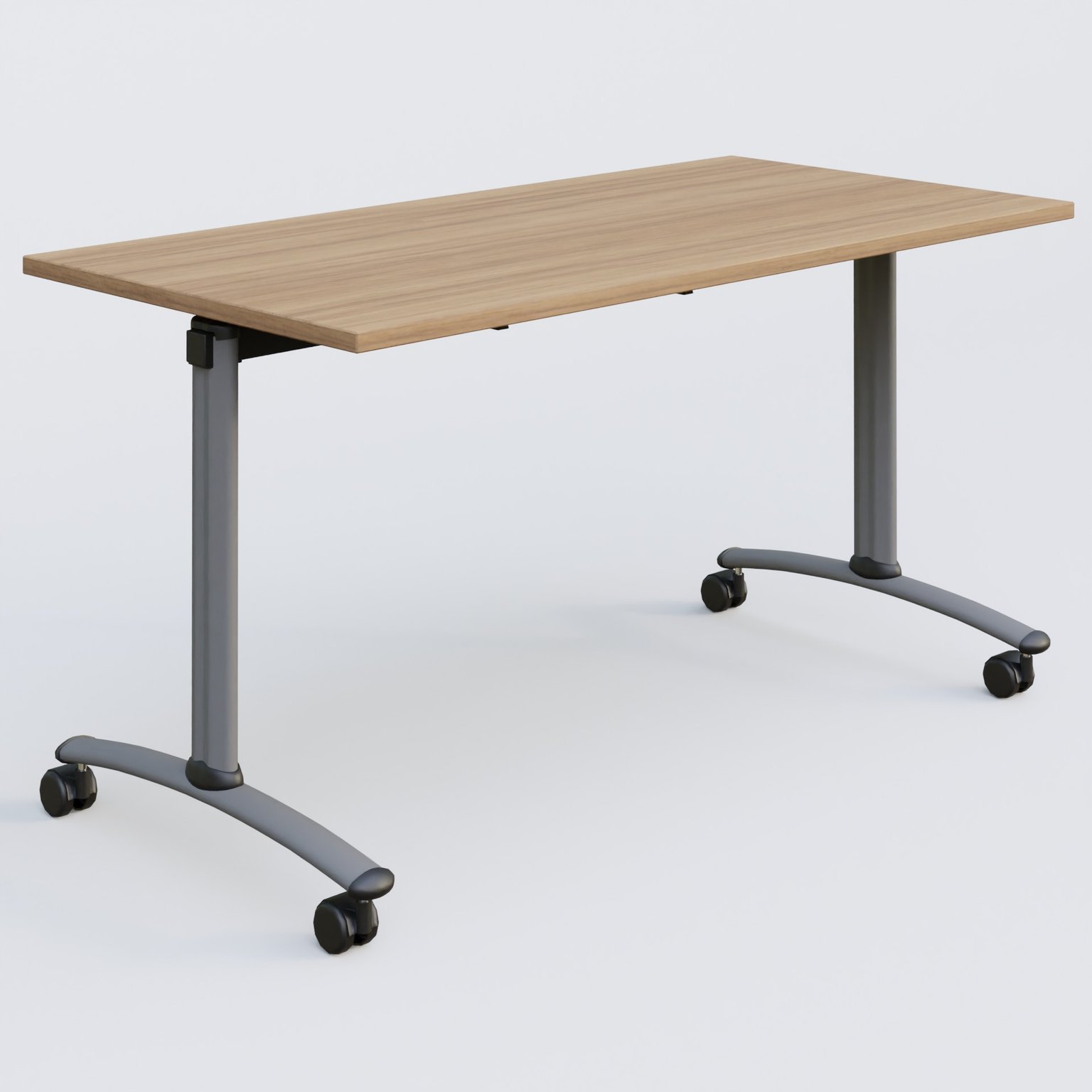 Table abattante gamme Arca 140-70 cm. Plateau Noyer et pietement Aluminium.