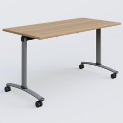 [Pas de famille] - [Pas de sous famille] - Table abattante gamme Arca 140-70 cm. Plateau Noyer et pietement Aluminium.