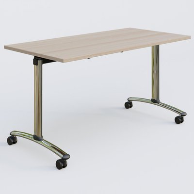 [Pas de famille] - [Pas de sous famille] - Table abattante gamme Arca 140-70 cm. Plateau Acacia et pietement Chrome.