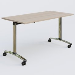[Pas de famille] - [Pas de sous famille] - Table abattante gamme Arca 140-70 cm. Plateau Acacia et pietement Chrome.