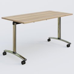 [Pas de famille] - [Pas de sous famille] - Table abattante gamme Arca 140-70 cm. Plateau Chêne naturel et pietement Chrome.