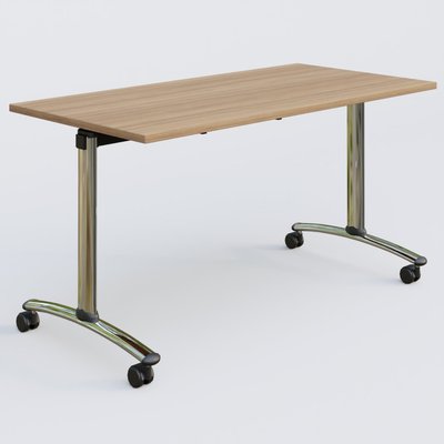 [Pas de famille] - [Pas de sous famille] - Table abattante gamme Arca 140-70 cm. Plateau Noyer et pietement Chrome.