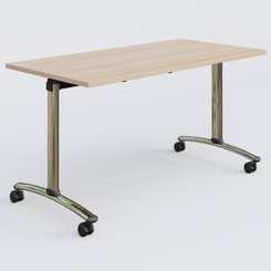 [Pas de famille] - [Pas de sous famille] - Table abattante gamme Arca 140-70 cm. Plateau Hêtre et pietement Chrome.