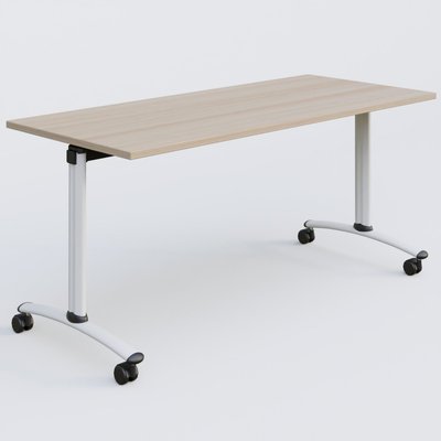 [Pas de famille] - [Pas de sous famille] - Table abattante gamme Arca 160-70 cm. Plateau Acacia et pietement Blanc.