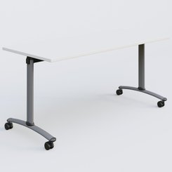 TABLES ABATTANTES - New Design - Table abattante gamme Arca 160-70 cm. Plateau Blanc et pietement Aluminium.