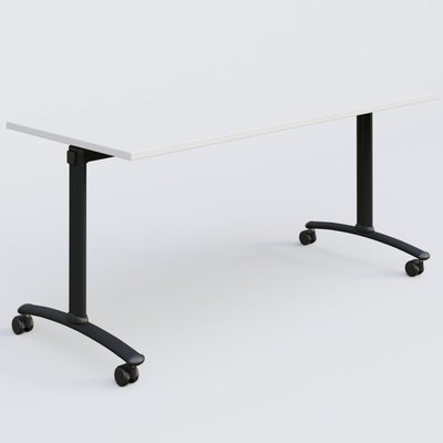 [Pas de famille] - [Pas de sous famille] - Table abattante gamme Arca 160-70 cm. Plateau Blanc et pietement Noir.