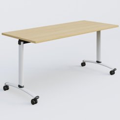 [Pas de famille] - [Pas de sous famille] - Table abattante gamme Arca 160-70 cm. Plateau Chêne clair et pietement Blanc.