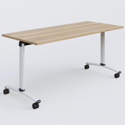 [Pas de famille] - [Pas de sous famille] - Table abattante gamme Arca 160-70 cm. Plateau Chêne naturel et pietement Blanc.