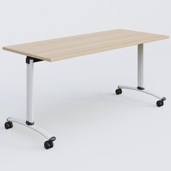 [Pas de famille] - [Pas de sous famille] - Table abattante gamme Arca 160-70 cm. Plateau Hêtre et pietement Blanc.