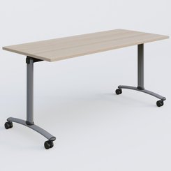 TABLES ABATTANTES - Plateaux 25 mm - Table abattante gamme Arca 160-70 cm. Plateau Acacia et pietement Aluminium.